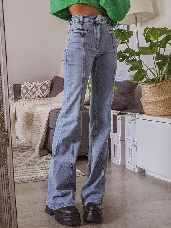 NOUVEAU RICHE Schlagjeans Mit Stern Patch Rückseite Vintage Hoher Bund