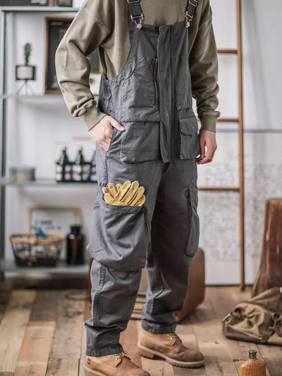 NOUVEAU RICHE Schlampiger Overall Aus 100 Prozent Baumwolle Mit Übergroßen Taschen Und Strapazierfähigen Dreifachnähte Für Optimalen Komfort Und Vielseitigkeit Grau