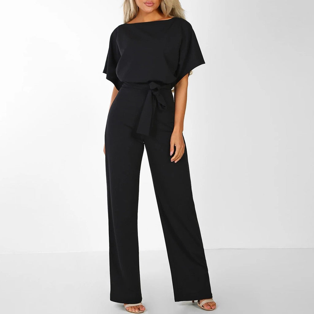 NOUVEAU RICHE Schlichter Damen Jumpsuit Elegant Bequem Alltagsoutfit Schwarz