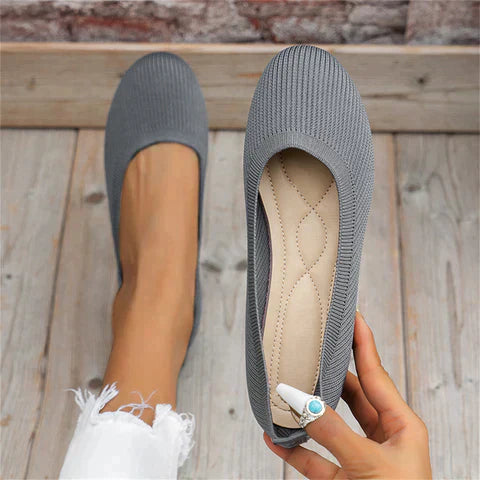 NOUVEAU RICHE Schlupfschuhe Damen Bequem Leicht 5 Grad Zehenwinkel Grau