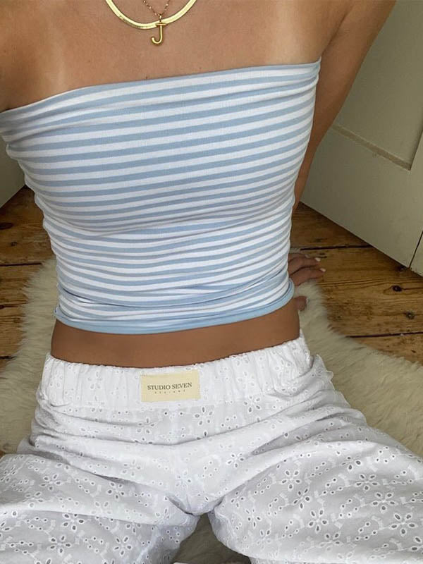 NOUVEAU RICHE Gestreiftes Bandeau Top Slim Fit Polyester Ohne Ärmel