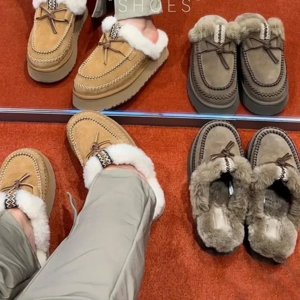 NOUVEAU RICHE Damen Schneestiefel Winter 2025 Plüschisolierung Weiche