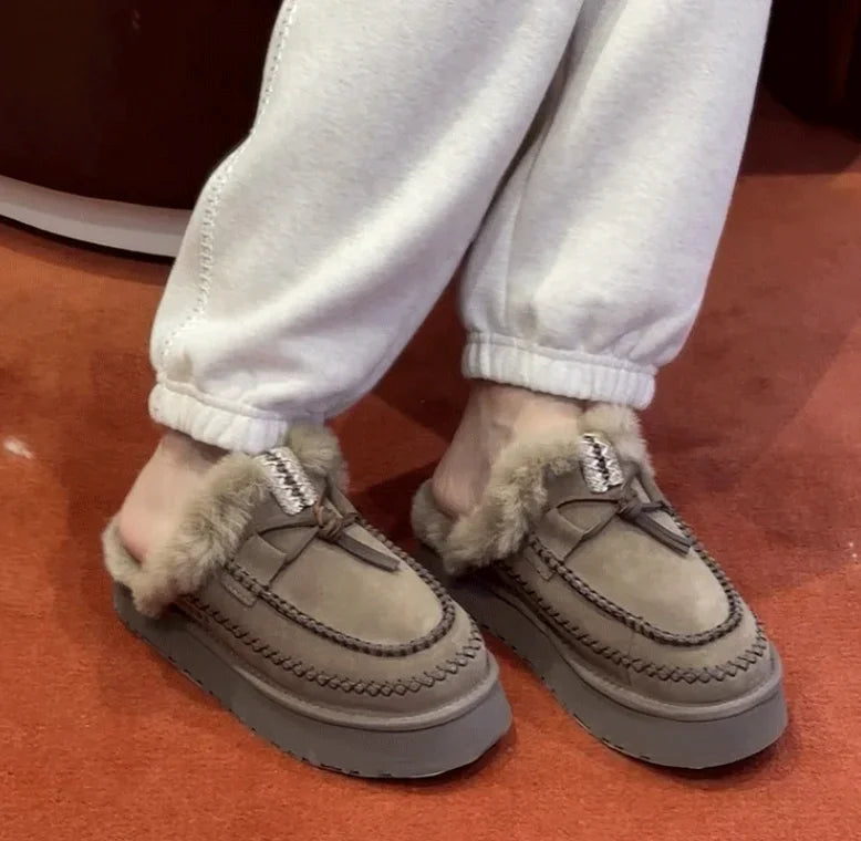 NOUVEAU RICHE Damen Schneestiefel Winter 2025 Plüschisolierung Weiche Khaki 2