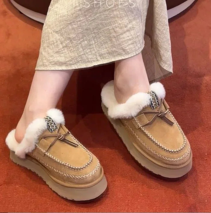 NOUVEAU RICHE Damen Schneestiefel Winter 2025 Plüschisolierung Weiche Kastanienfarbe 2