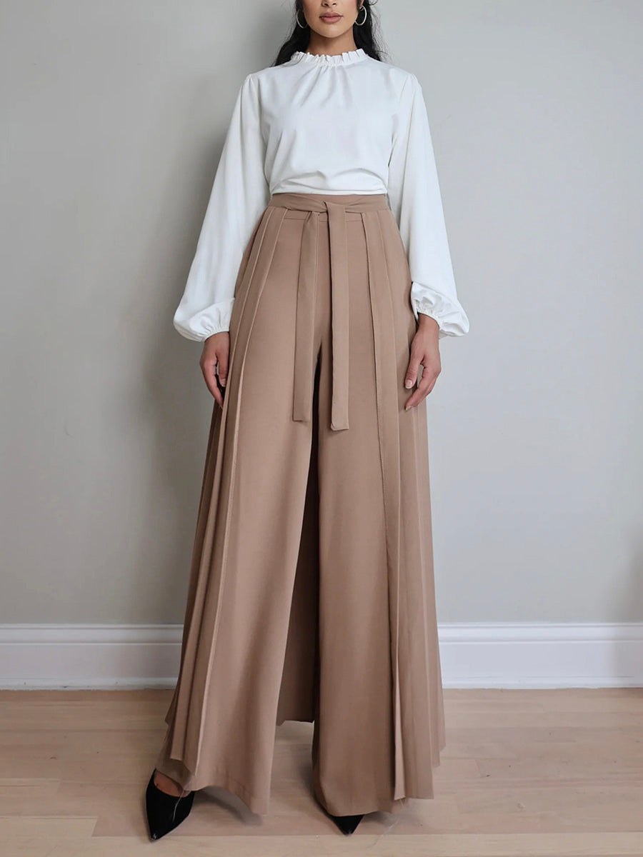 NOUVEAU RICHE Schönes Plissee Overrock Hosen Set Mit Weit Geschnittenen Hosen Und Reißverschluss Aus 100 Prozent Polyester Superweicher Stoff Für Elegante Anlässe