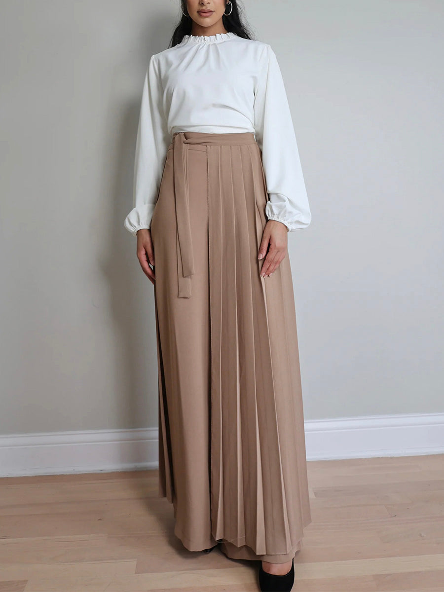 NOUVEAU RICHE Schönes Plissee Overrock Hosen Set Mit Weit Geschnittenen Hosen Und Reißverschluss Aus 100 Prozent Polyester Superweicher Stoff Für Elegante Anlässe