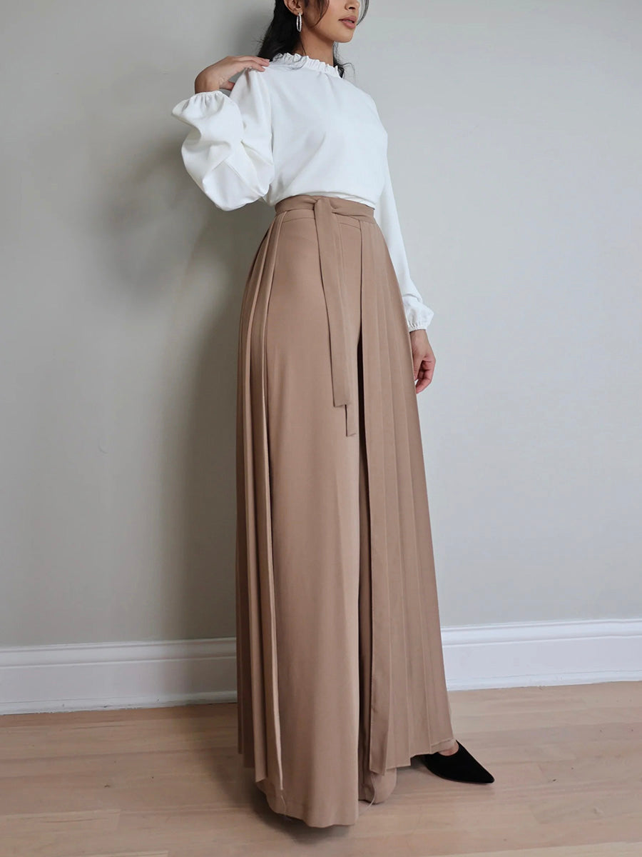 NOUVEAU RICHE Schönes Plissee Overrock Hosen Set Mit Weit Geschnittenen Hosen Und Reißverschluss Aus 100 Prozent Polyester Superweicher Stoff Für Elegante Anlässe