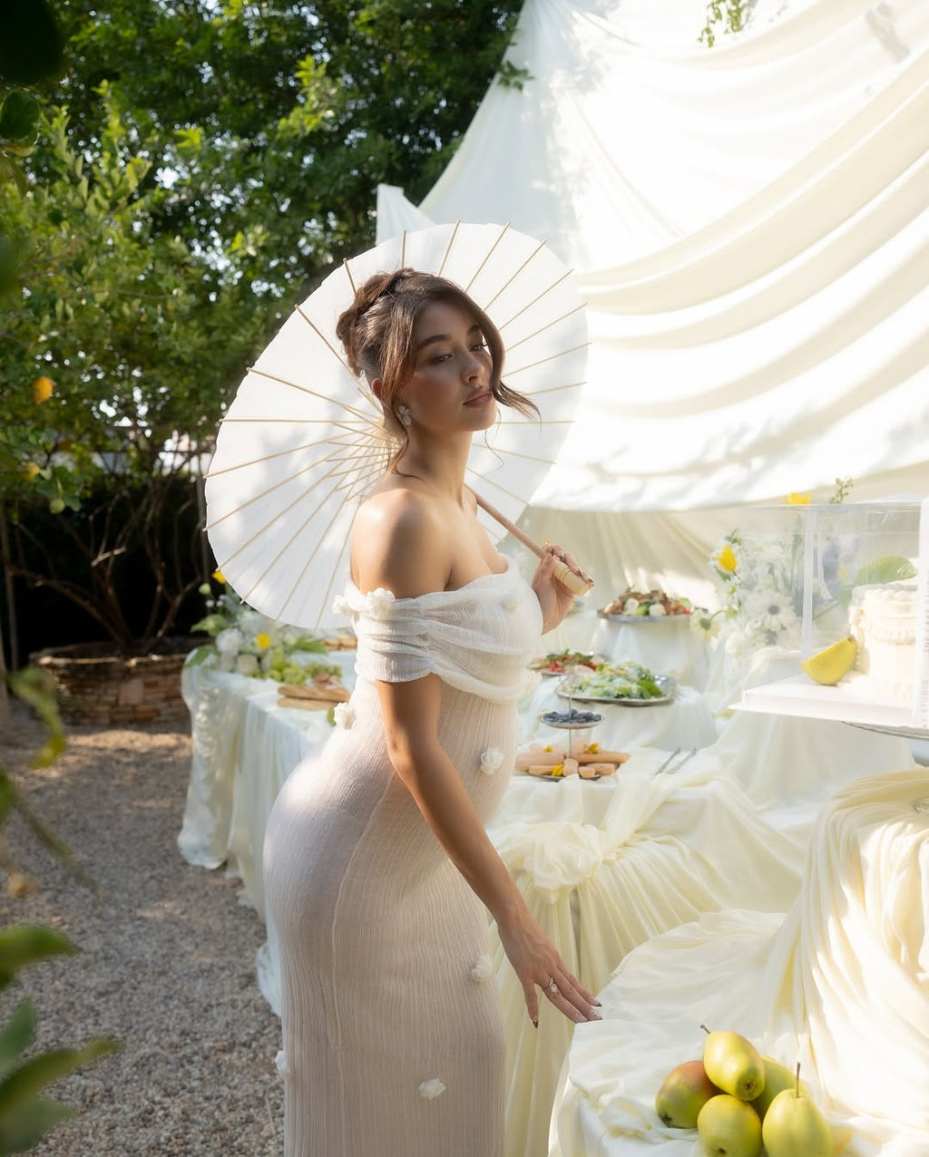 NOUVEAU RICHE Schwangerschafts Off Shoulder Maxikleid Mit Bodycon Passform
