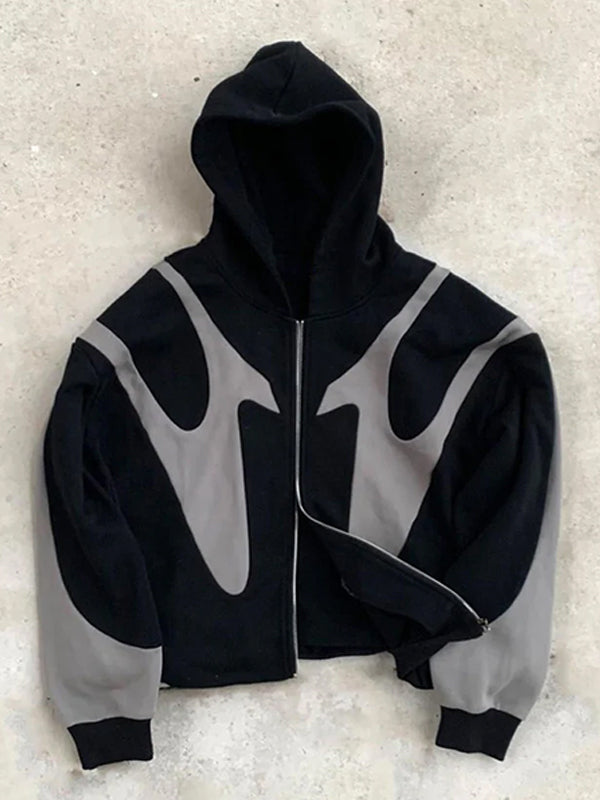 NOUVEAU RICHE Y2K Langarm Oversize Hoodie Übergröße Kontrastfarben Herren