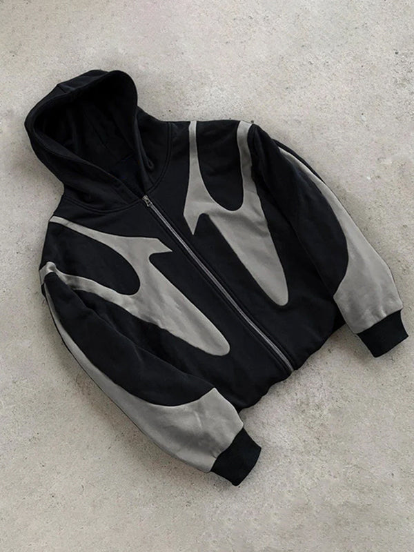NOUVEAU RICHE Y2K Langarm Oversize Hoodie Übergröße Kontrastfarben Herren