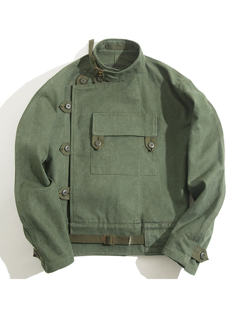 NOUVEAU RICHE Motorradjacke Baumwolle Olivgrün Funktional Für Abenteurer Grün