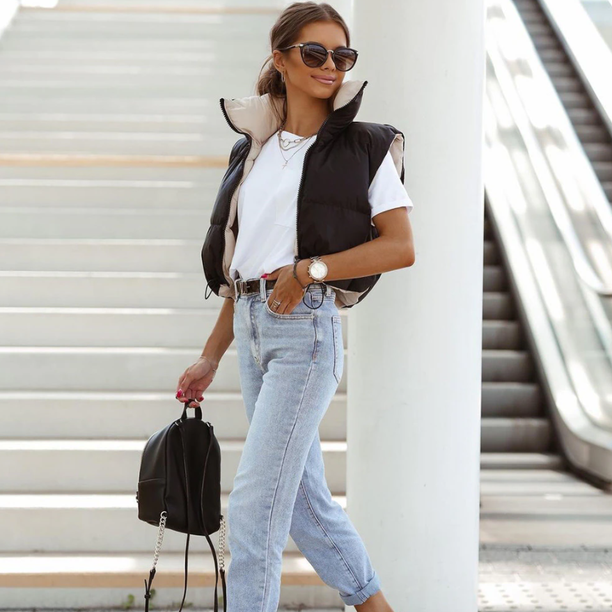 NOUVEAU RICHE Bersh | Damen Kurzer Bodywarmer - Stilvolle & Robuste Übergangsweste für den Frühling
