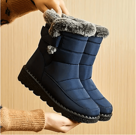 NOUVEAU RICHE Wasserdichte Winterstiefel für Damen mit rutschfester Sohle und warmem Futter für optimalen Komfort und Schutz bei kaltem Wetter Blau