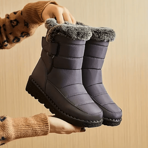 NOUVEAU RICHE Wasserdichte Winterstiefel für Damen mit rutschfester Sohle und warmem Futter für optimalen Komfort und Schutz bei kaltem Wetter Grau