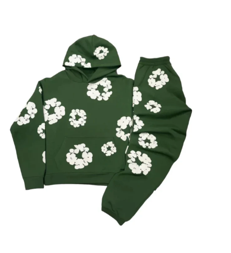 NOUVEAU RICHE ModaDenim - Unisex Viral Floral Tracksuit mit ikonischen Drucken Grün