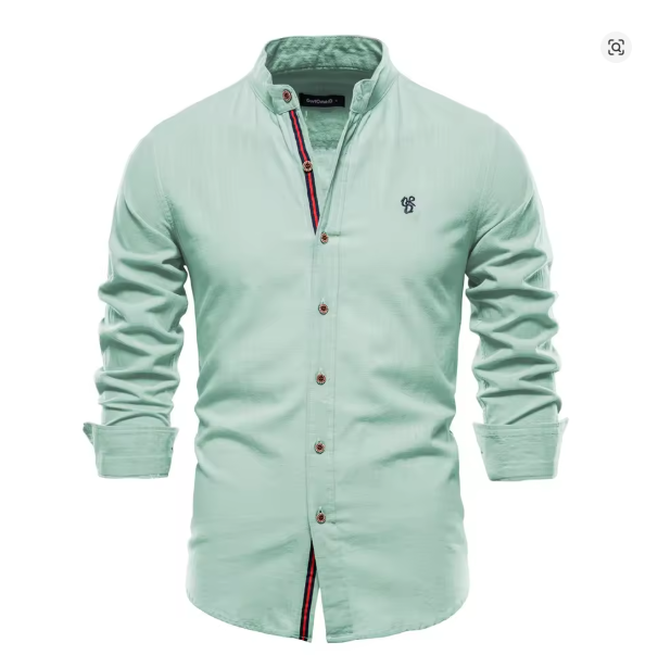 NOUVEAU RICHE Herren Leinenhemd Zeitloses Design Täglichem Komfort Grün