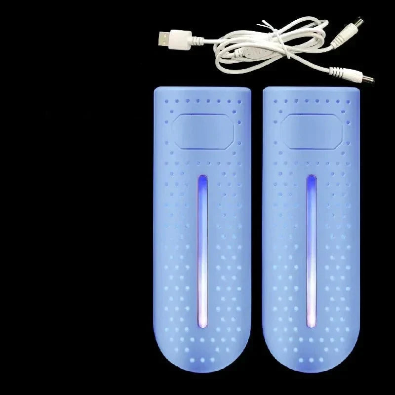 NOUVEAU RICHE Tragbarer Schuhtrockner mit UV-Licht – Elektrischer Stiefeltrockner bis 65 °C, Stecker oder USB, 12W, 3 Farben Blau USB UV-Lampe