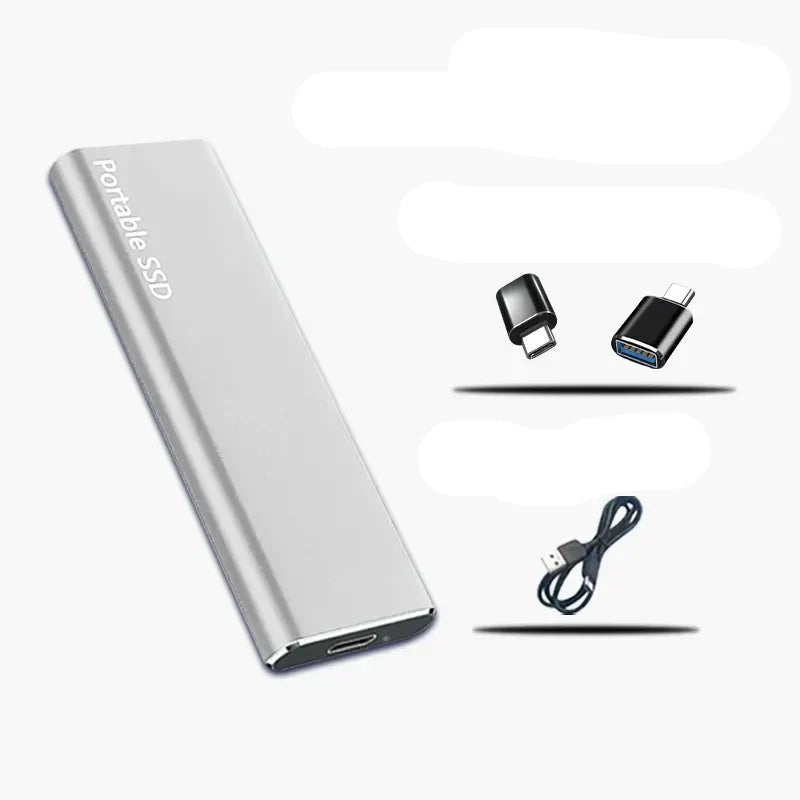 NOUVEAU RICHE Externe SSD 4TB mit USB-C – Tragbare SSD mit Aluminiumgehäuse, schneller USB 3.1 Speicher, 4 Farben Silber