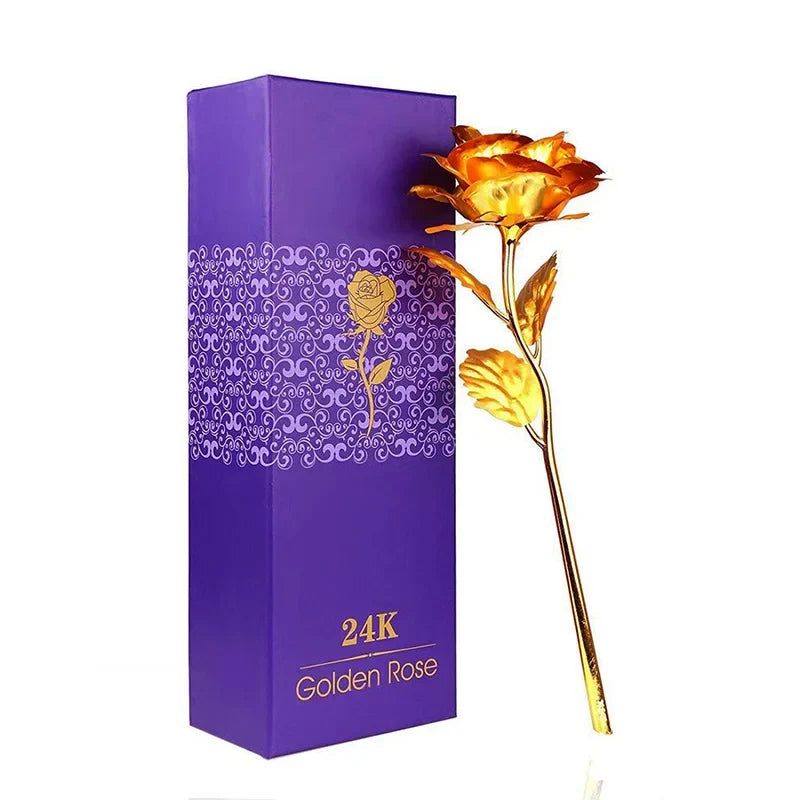 NOUVEAU RICHE 24-Karat vergoldete rote Rose mit Geschenkbox – Kreative künstliche Ewige Rose als Andenken zum Muttertag, Valentinstag, Jahrestag & Geburtstag Gold
