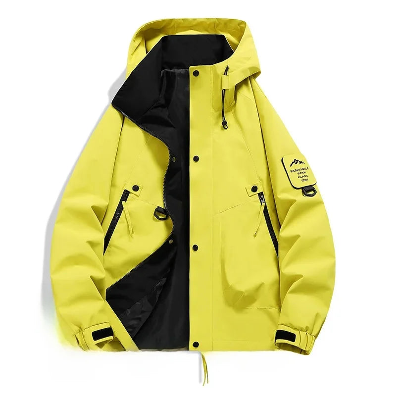 NOUVEAU RICHE Unisex Skijacke – Wasserdichte Kapuzenjacke mit Langarm und Bewegungsfreiheit Fluoreszierendes Grün