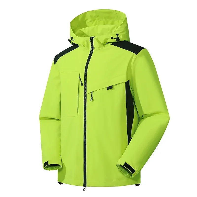 NOUVEAU RICHE Herren Skijacke Mit Kapuze Lässig Winter Sportlich Fluoreszierendes Grün