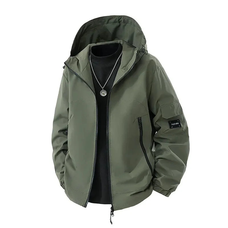 NOUVEAU RICHE Herren Winter Skijacke Mit Kapuze Lockere Passform Funktion Armeegrün