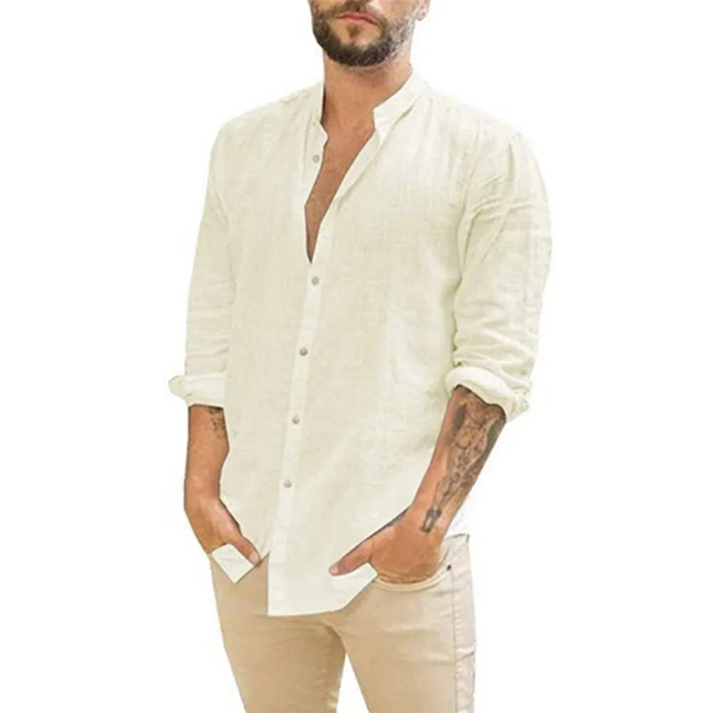 NOUVEAU RICHE Elegantes Herren Leinenhemd - ideal für warme Tage Beige