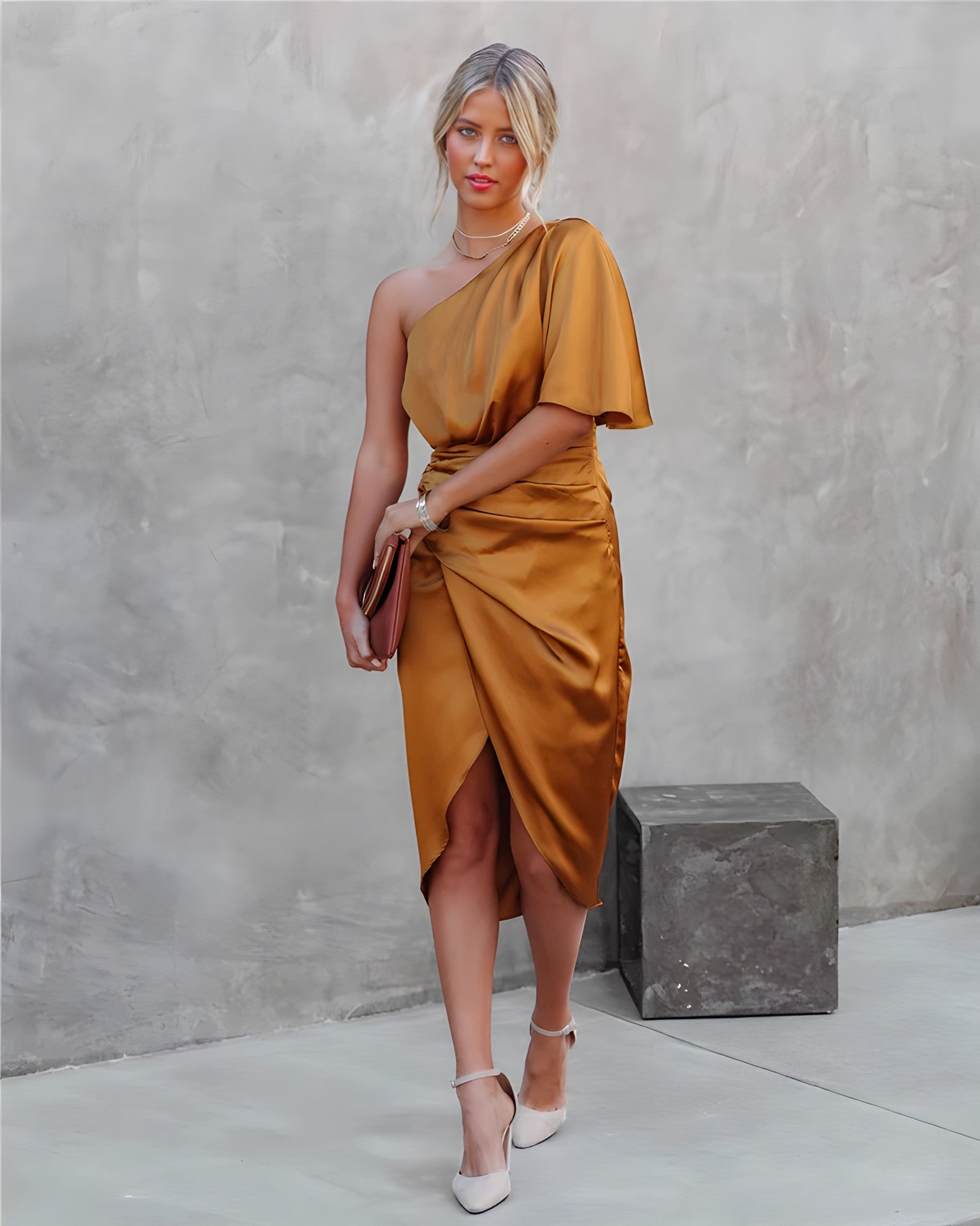Damen Seiden Partykleid Stilvoll Elegant Festlich Schick