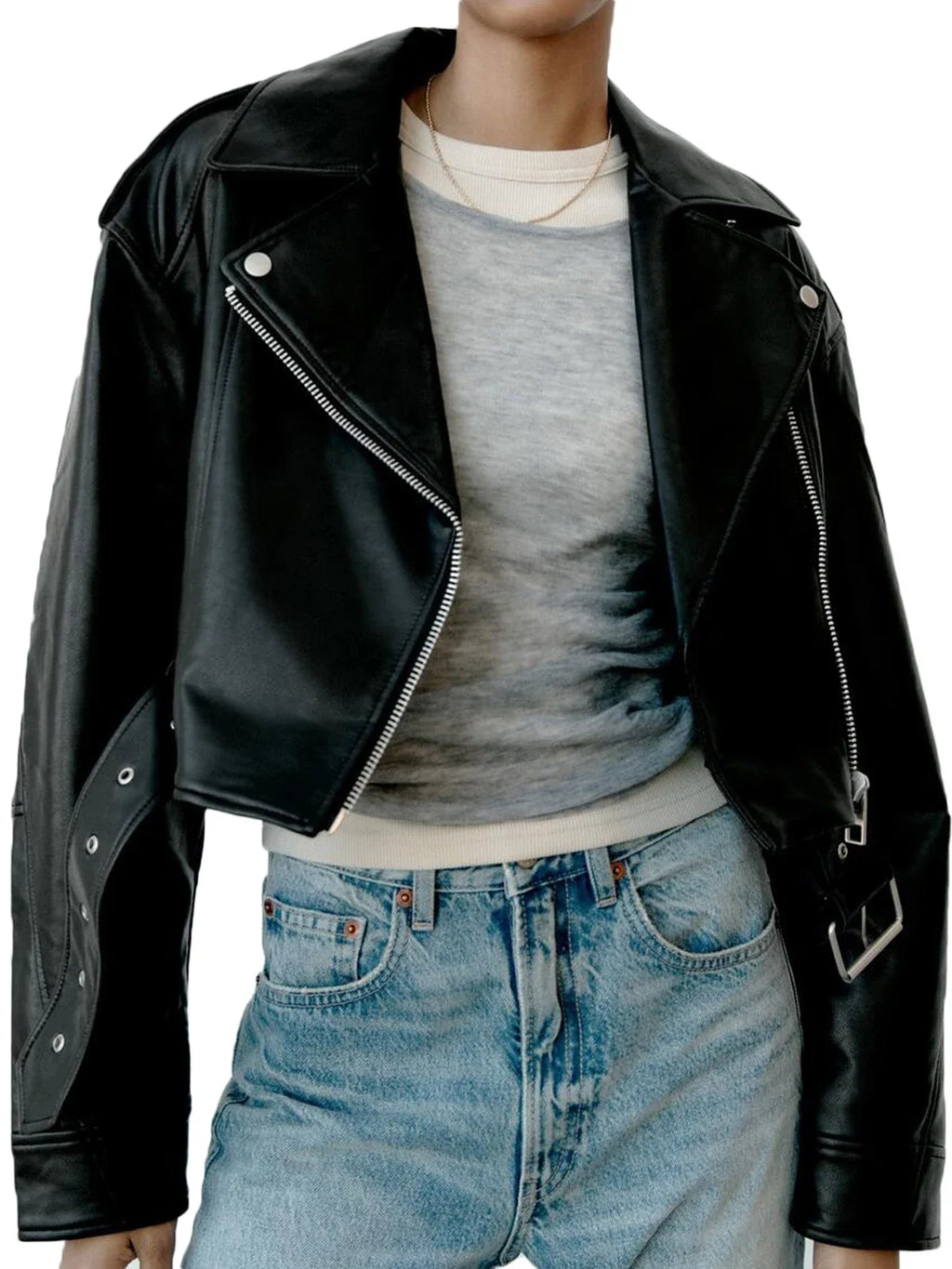 NOUVEAU RICHE Bikerjacke Damen Klassisch Urbaner Look Alltagsbegleiter