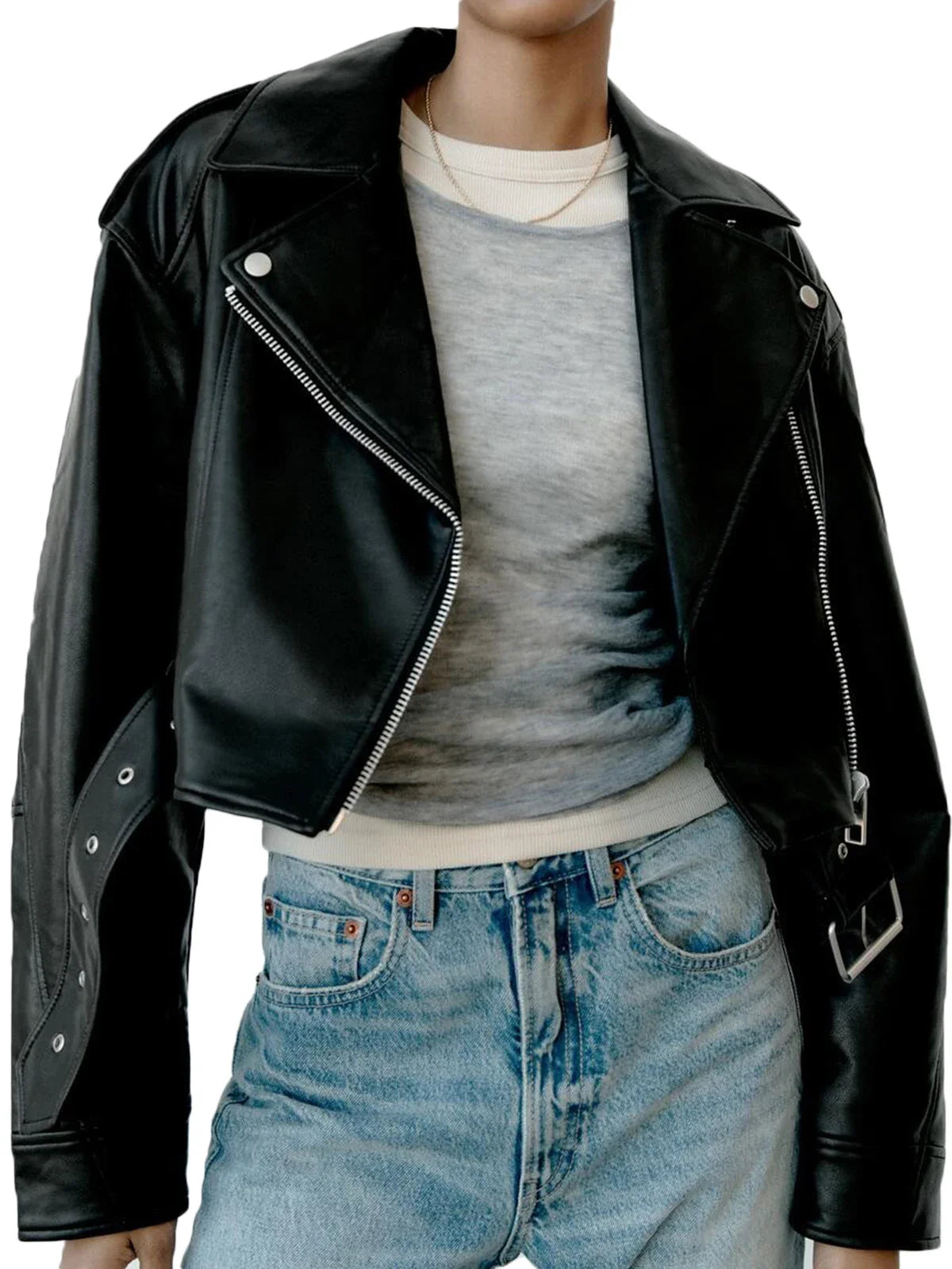 NOUVEAU RICHE Bikerjacke Damen Klassisch Urbaner Look Alltagsbegleiter