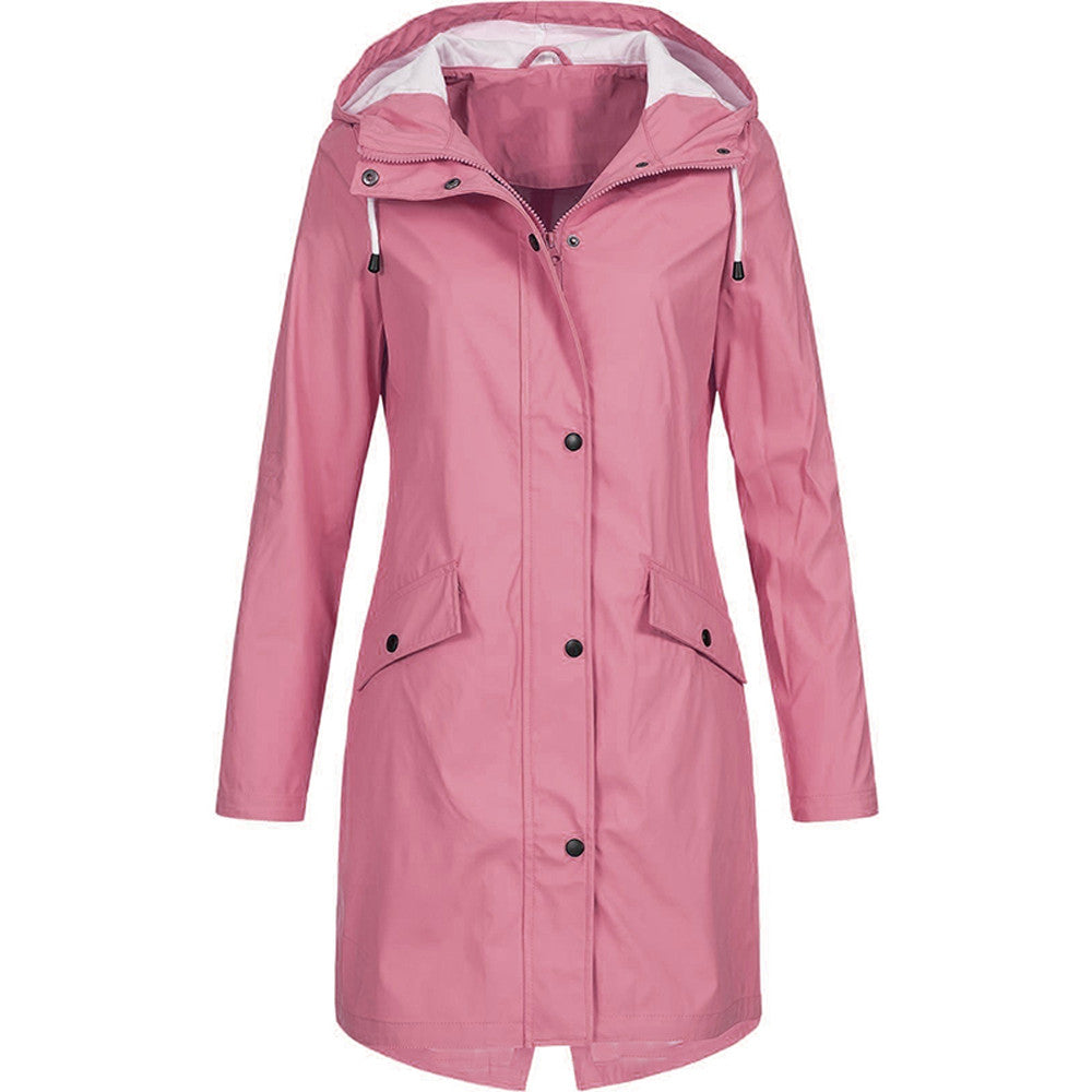NOUVEAU RICHE Damen Stylische Regenjacke Für Damen Wasserdicht Schnitt Rosa