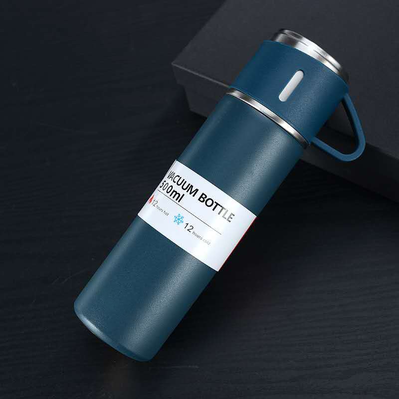 NOUVEAU RICHE Edelstahl-Thermoskanne | Die ideale Thermoskanne für unterwegs Blau (ohne Zusatzbecher)