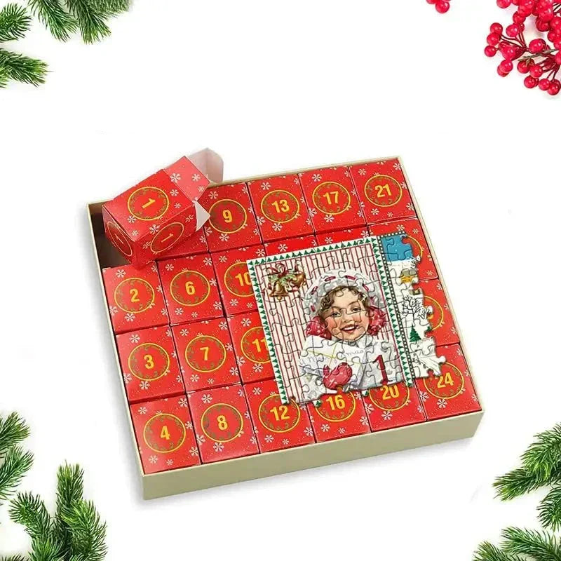 NOUVEAU RICHE Puzzle-Adventskalender – Weihnachtspuzzle 1000 Teile in 24 Tagen, Adventskalender für Erwachsene & Familie – FestivePuzzle