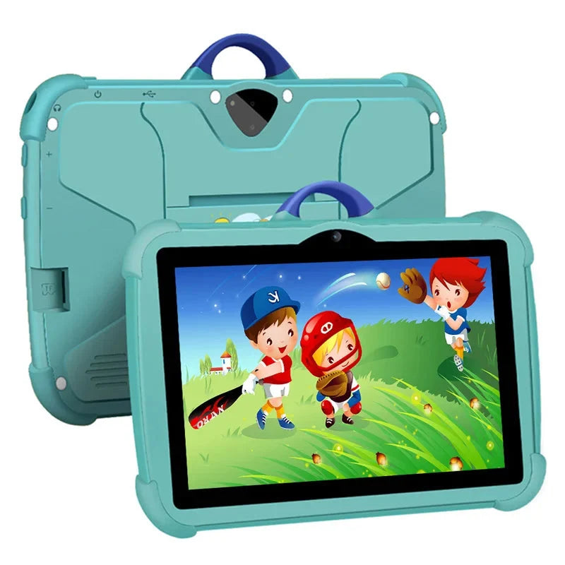 NOUVEAU RICHE Kinder 7-Zoll-Android-Tablet 64GB - Quad-Core Lerntablet mit stoßfester Hülle Blau