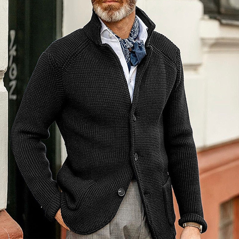 NOUVEAU RICHE Männer Elegante Strickjacke für Männer Flexibler Begleiter Schwarz