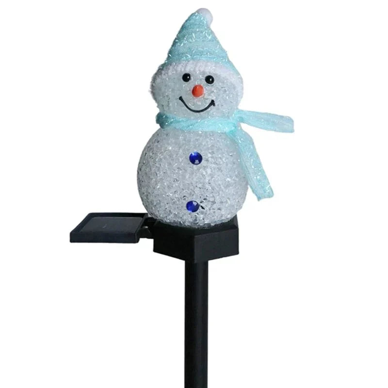NOUVEAU RICHE Solarbetriebene Schneemannlampe – Solar Gartenleuchte Schneemann, Weihnachtsdeko Aussen, 1+1 Gratis – SolarSnow Blau (1 kaufen, 1 gratis)
