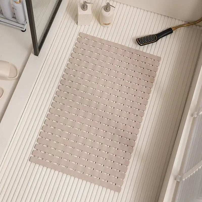 NOUVEAU RICHE Rutschfeste Badematte mit Saugnäpfen & Abflusslöchern – Weiche TPE Duschmatte & Badewannenmatte, 40×63 cm, 4 Farben Khaki 40×63 cm