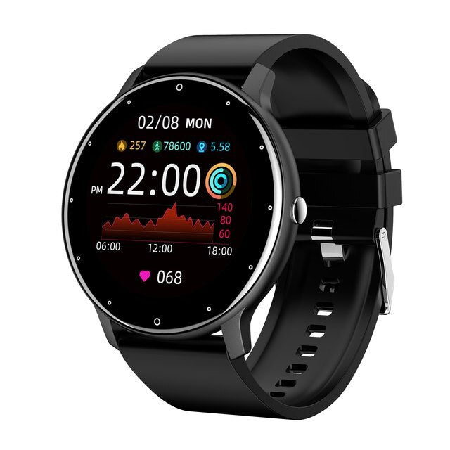 NOUVEAU RICHE Ultradünne Smartwatch – Schlanke Fitnessuhr mit Herzfrequenz-, Schritt- & Schlaftracking, IP67, 3 Farben – SlimLine Fit Schwarz