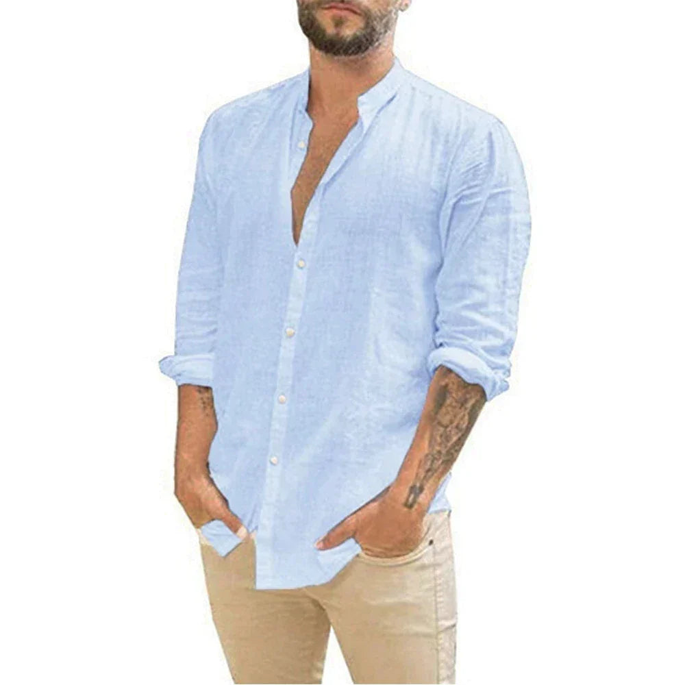 NOUVEAU RICHE Elegantes Herren Leinenhemd - ideal für warme Tage Hellblau