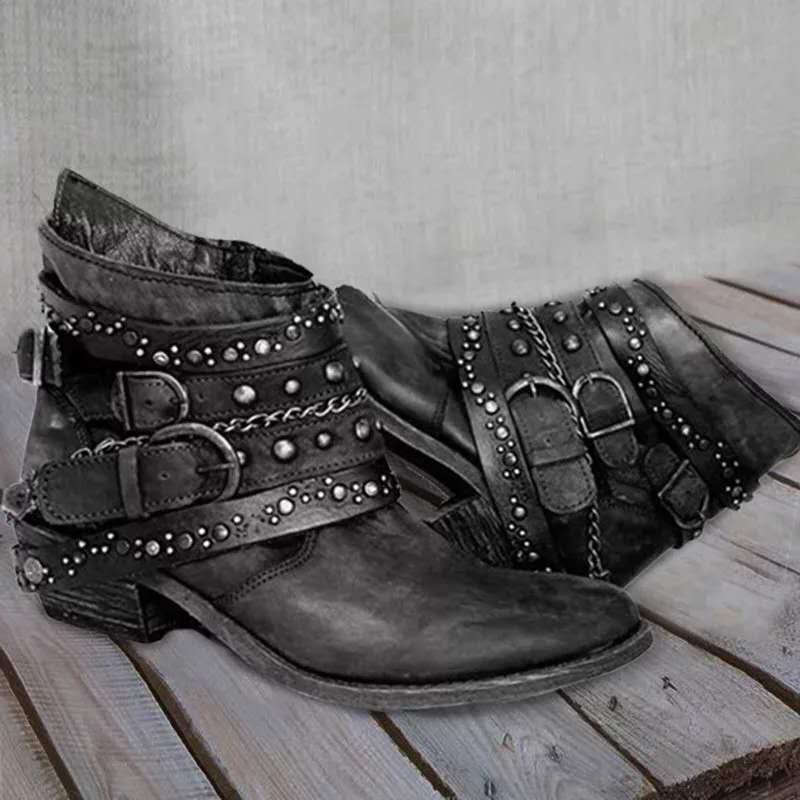 NOUVEAU RICHE Vintage Stiefel Bequem Schmerzfrei Für Bessere Haltung Schwarz