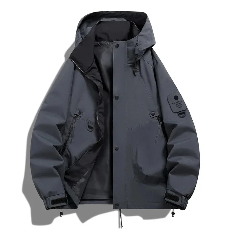 NOUVEAU RICHE Unisex Kapuze Skijacke Langarm Funktion Stil Abenteuer Grau