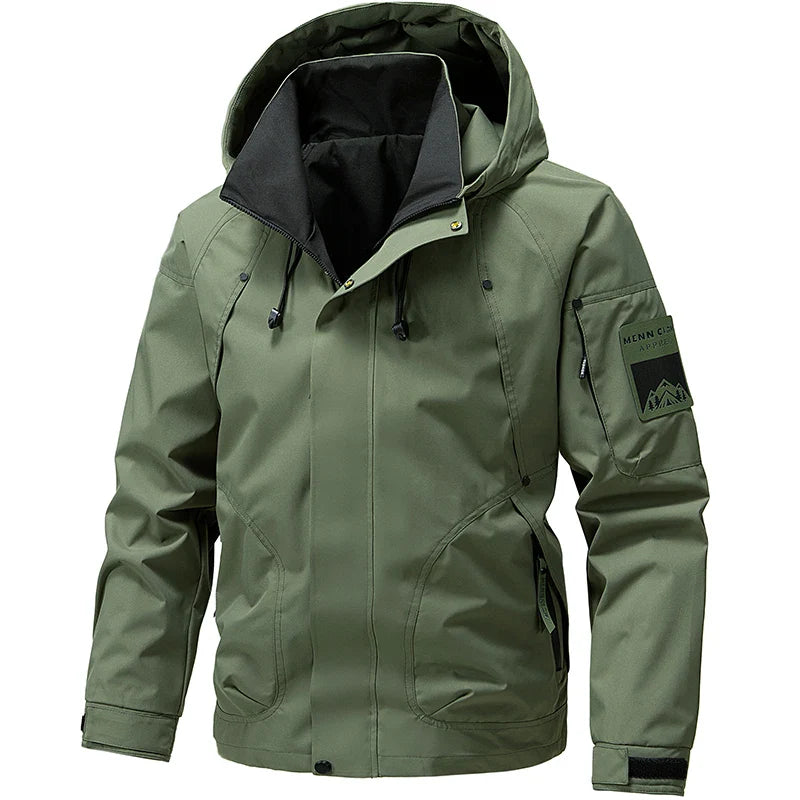 NOUVEAU RICHE Herren Kapuze Skijacke Mit Reißverschluss Sportlicher Look Grün 1