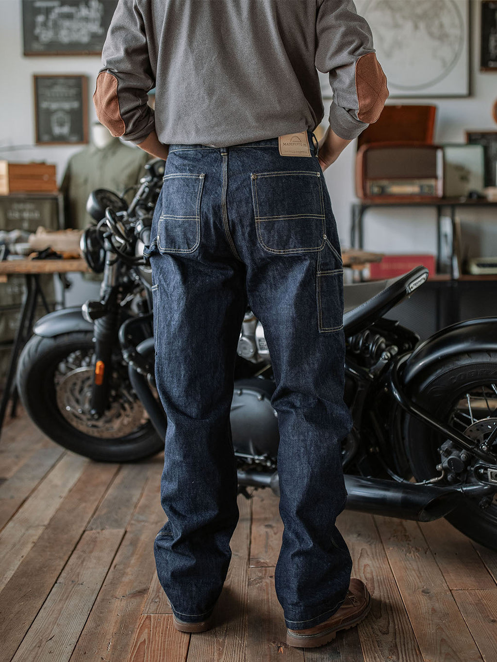 NOUVEAU RICHE Selvedge Zimmermann Jeans aus Schwerem Japanischem Denim mit Verstärkten Paneelen für Langlebigkeit und Vintage Stil