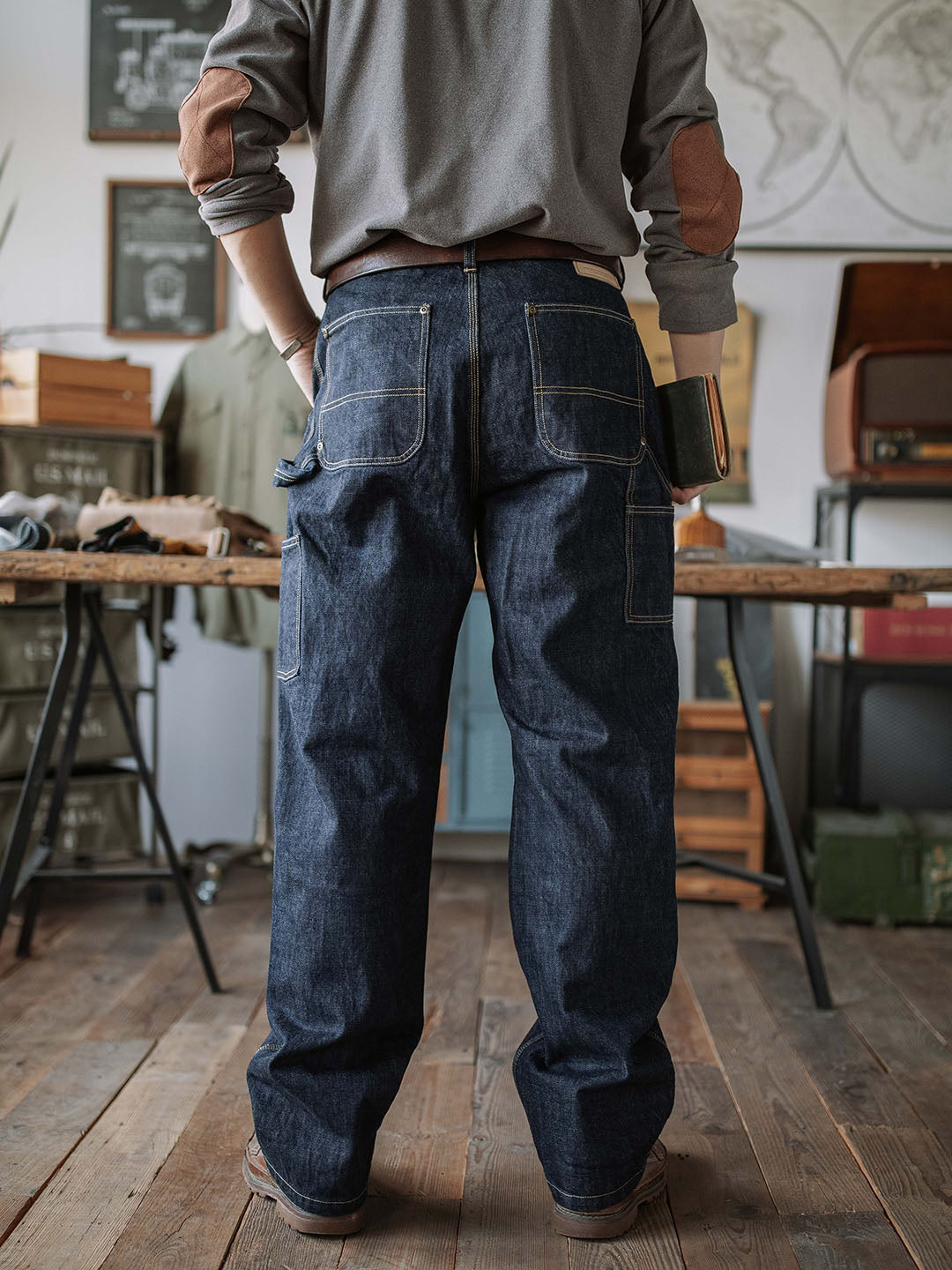 NOUVEAU RICHE Selvedge Zimmermann Jeans aus Schwerem Japanischem Denim mit Verstärkten Paneelen für Langlebigkeit und Vintage Stil