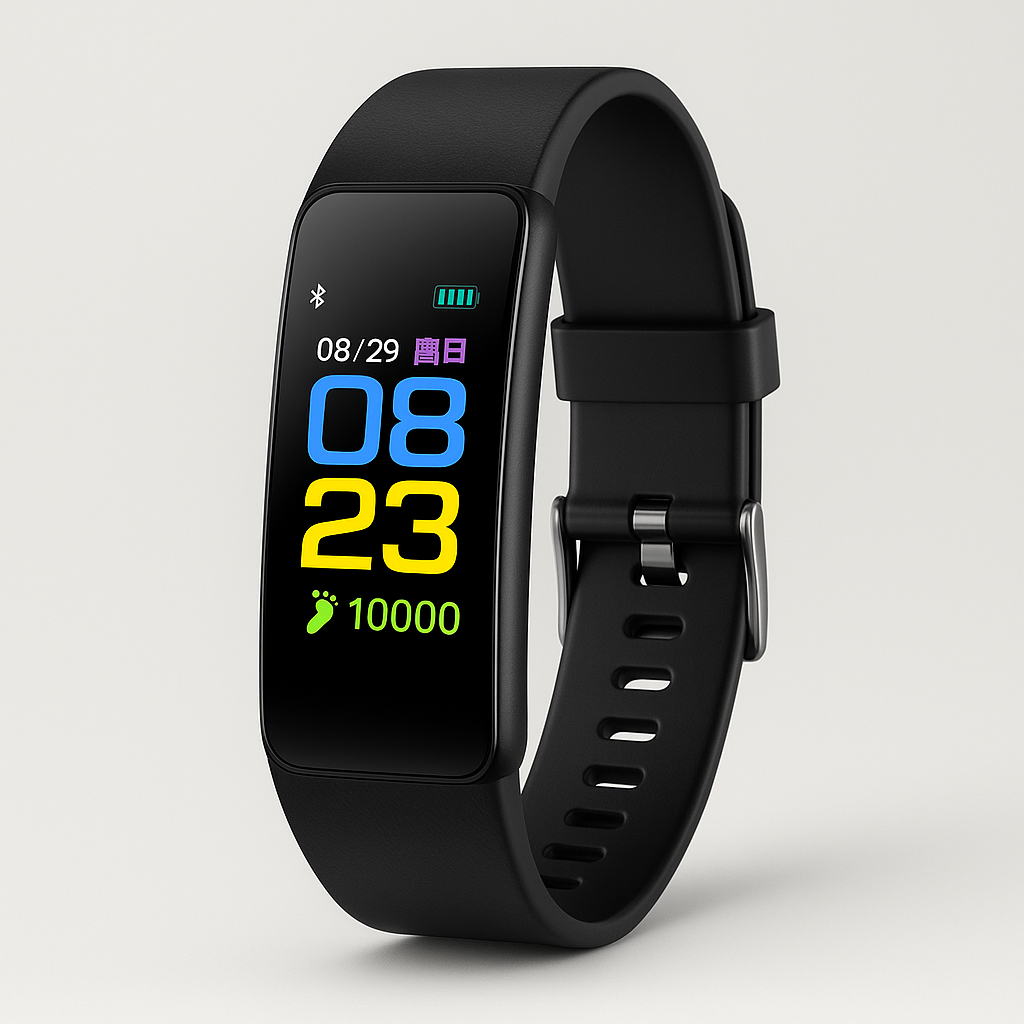 NOUVEAU RICHE Smartwatch für Senioren mit Pulsmesser und Schrittzähler – Einfache Fitnessuhr für ältere Menschen, wasserabweisend, USB, 5 Farben Schwarz