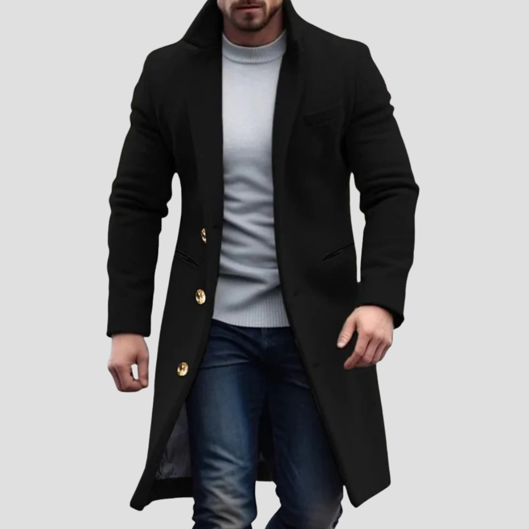 NOUVEAU RICHE Wollmantel Schlanker Schnitt Weiche Wollmischung Oberfläche Schwarz