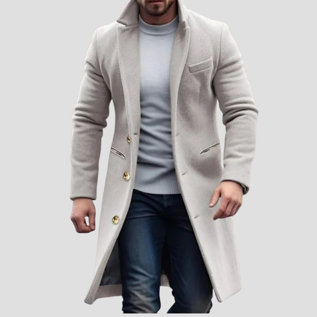 NOUVEAU RICHE Wollmantel Schlanker Schnitt Weiche Wollmischung Oberfläche Grau