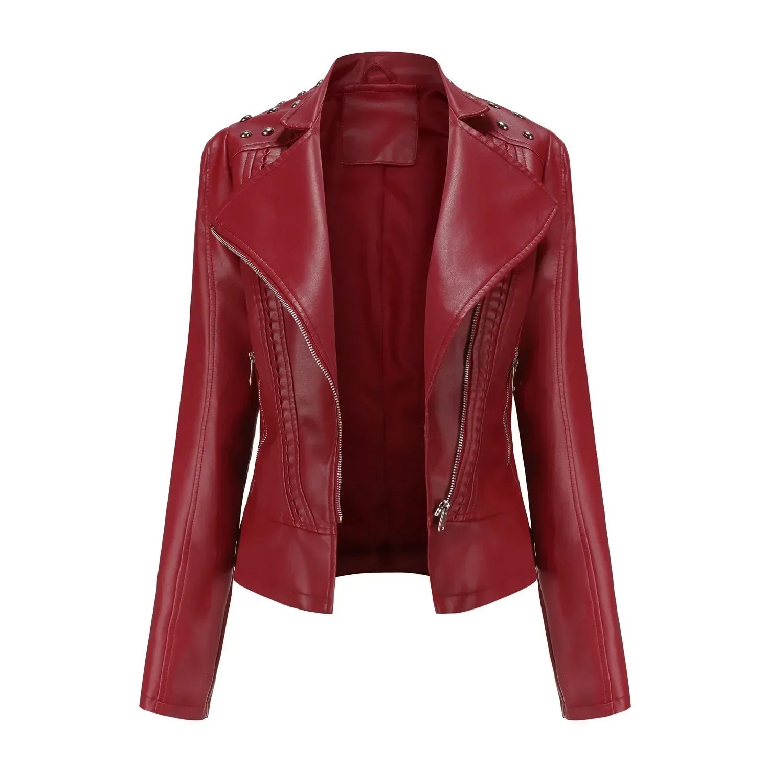 NOUVEAU RICHE Damen Langarmjacke Vintage Schwarz Gewebe Atmungsaktiv Dunkelrot