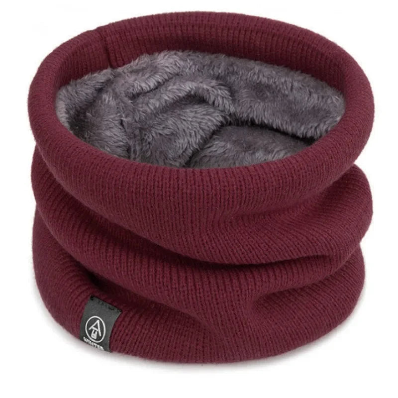 NOUVEAU RICHE Gestrickter Nackenwärmer Sportschal für Damen & Herren – Dicker Thermo-Winter-Schlauchschal & Gesichtsschutz für Laufen, Skifahren, Wandern & Kälte Weinrot