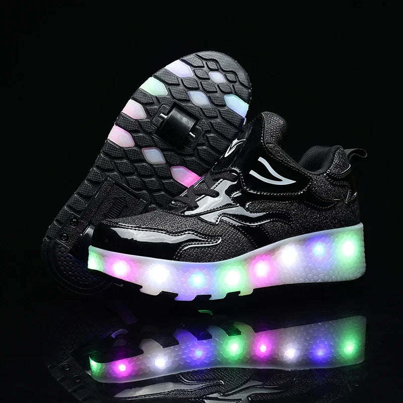 NOUVEAU RICHE LED-Rollschuh-Sneaker für Kinder – Leuchtende Schuhe mit Rollen & Klettverschluss, 4 Farben, Gr. 28–39